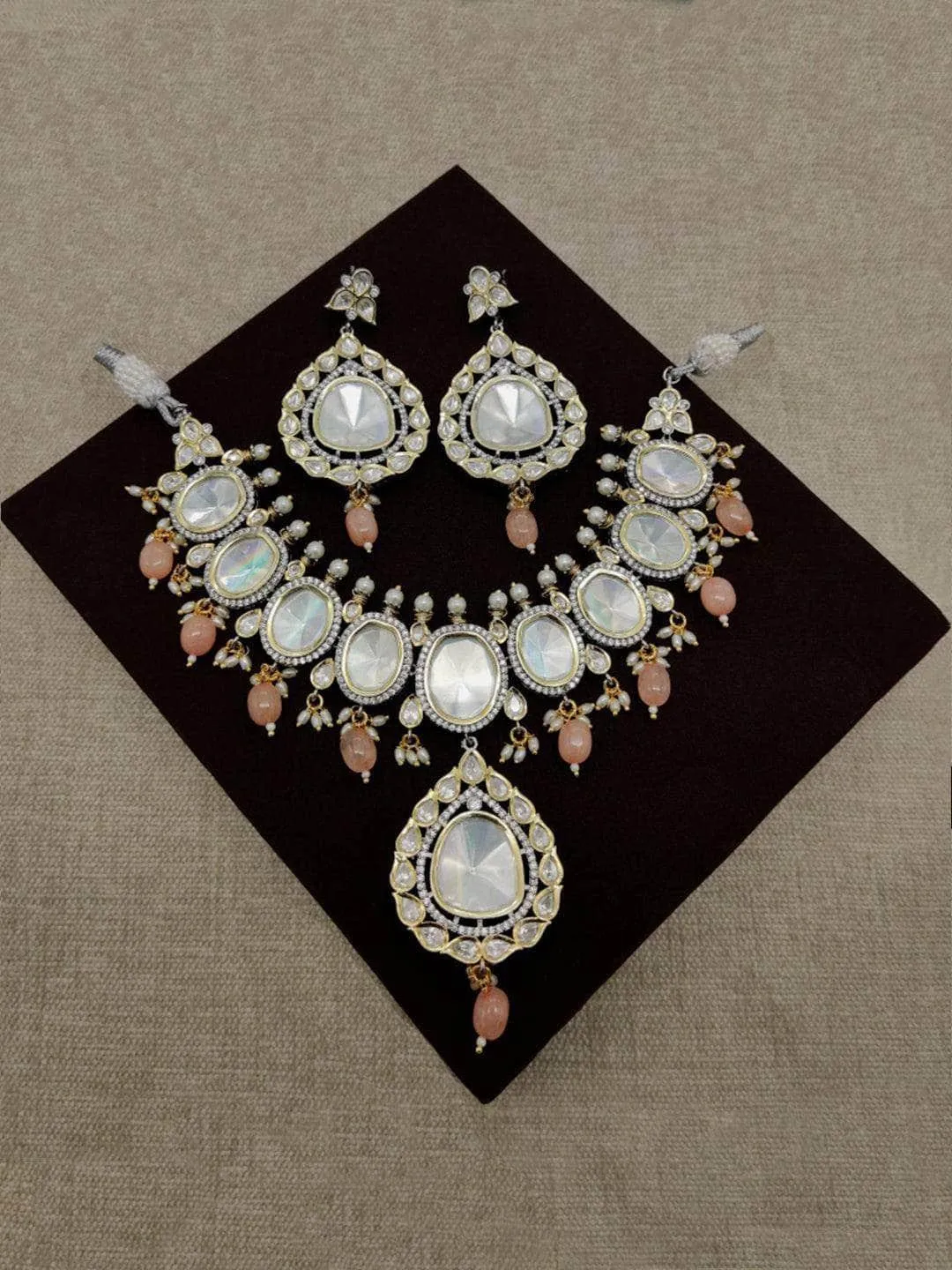 Victorian Oxidized Polki Kundan
