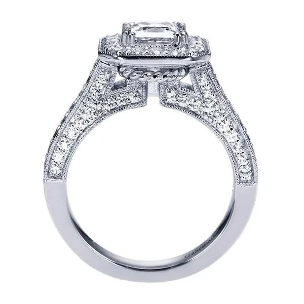 Vintage Cushion Halo Diamond Ring .75Cttw 14K White Gold  78A