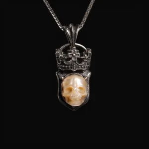 Vintage Pearl Skull Cross Crown Necklace