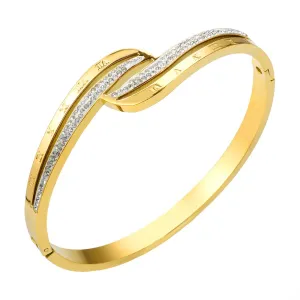Wave Hollow Zircon Inlay Bracelet Luxury Leaf Roman Digital Bracelet