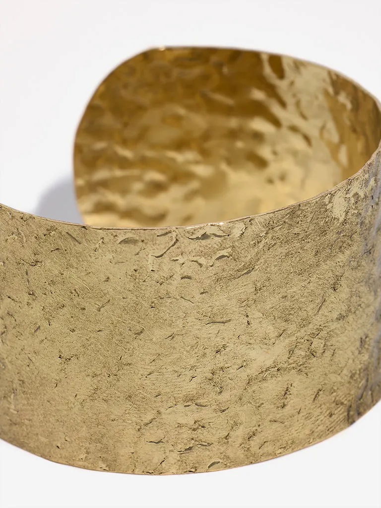 Westside Accessories Gold Textured Open Cuff Bracelet
