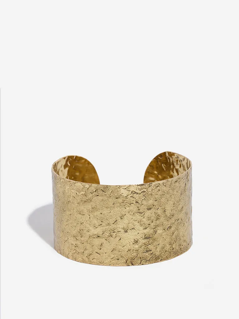 Westside Accessories Gold Textured Open Cuff Bracelet
