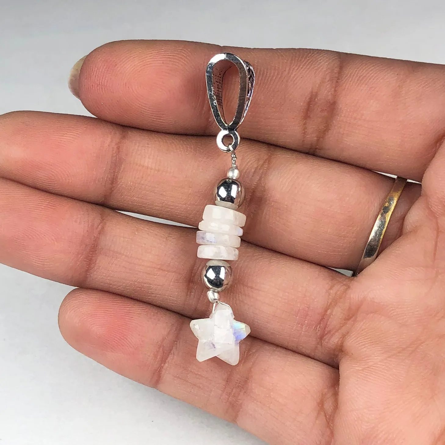 White Blue Flash Moonstone Healing Pendant for Women and Girls
