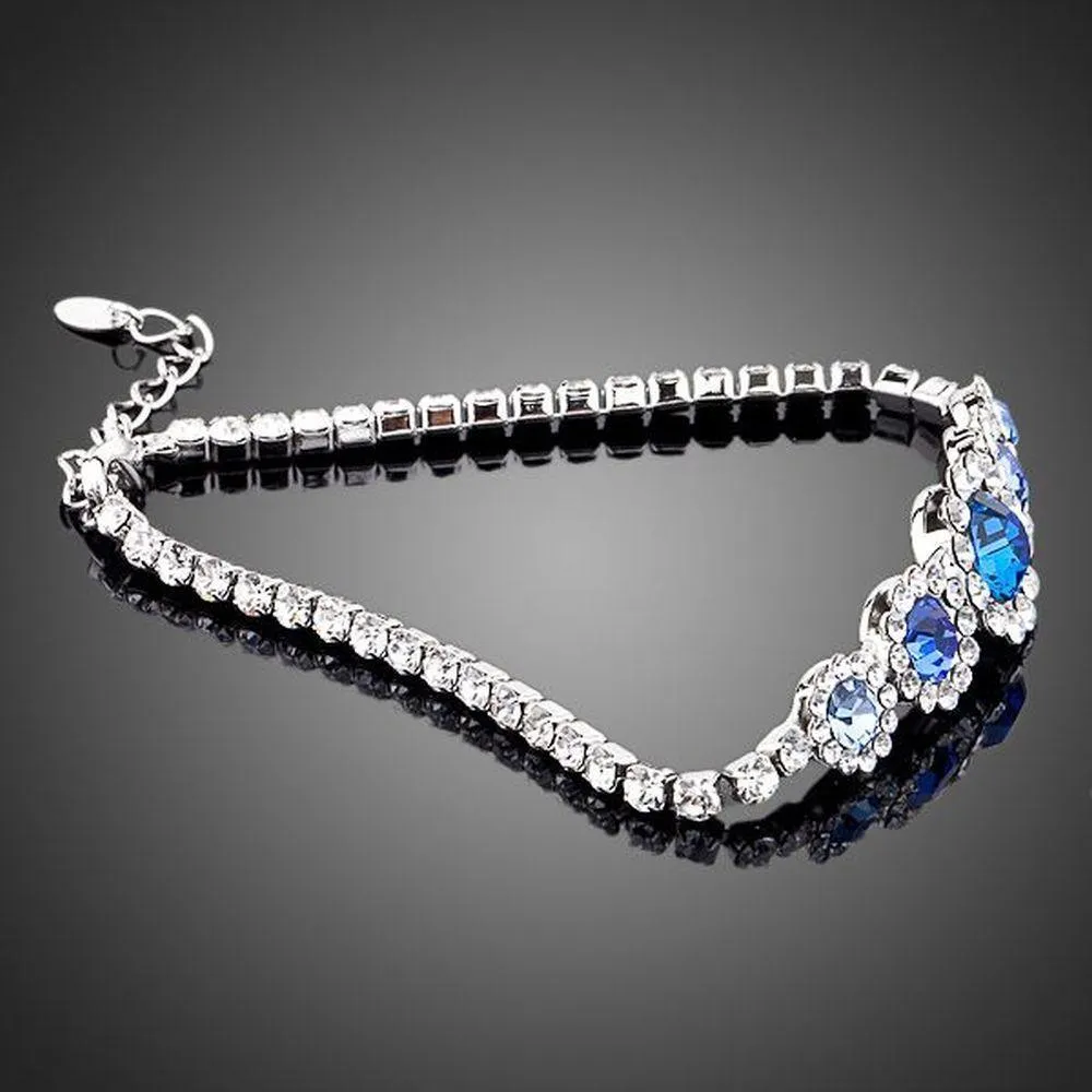 White Gold Plated Navy Blue Crystal Bracelet