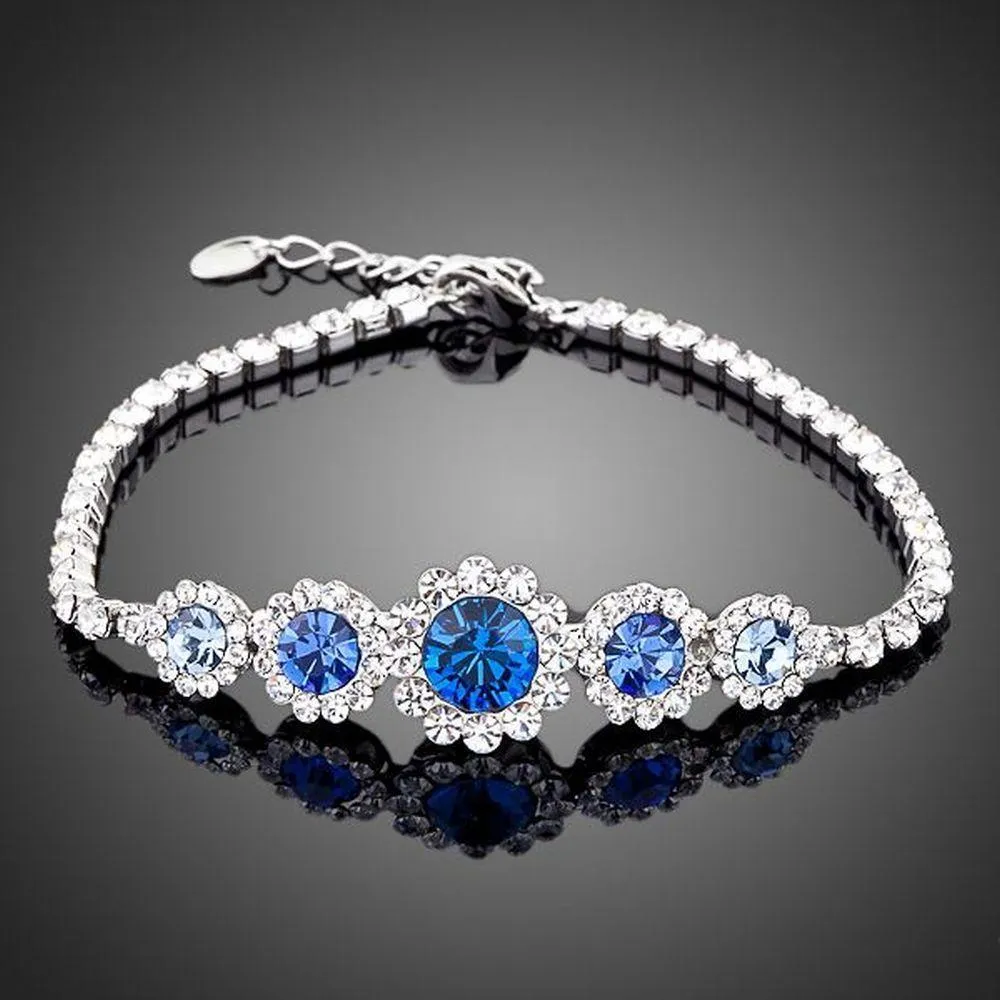 White Gold Plated Navy Blue Crystal Bracelet