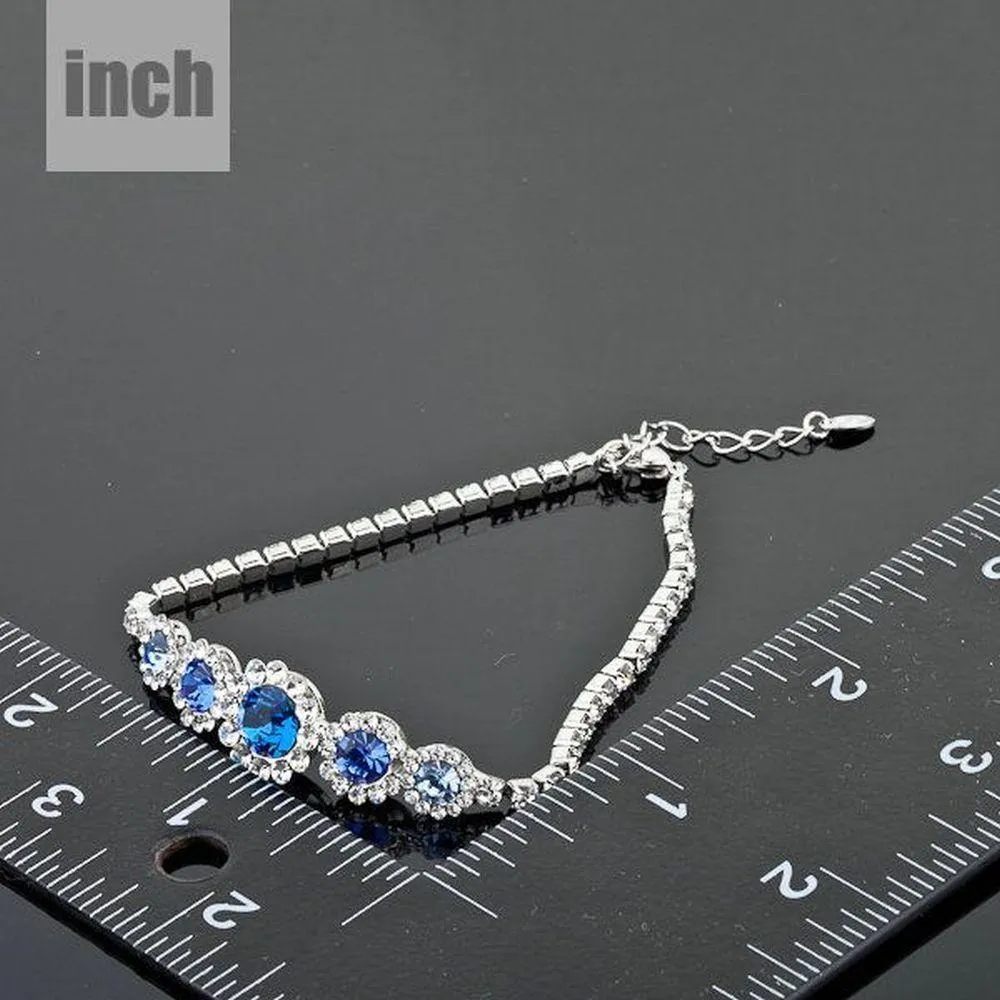 White Gold Plated Navy Blue Crystal Bracelet