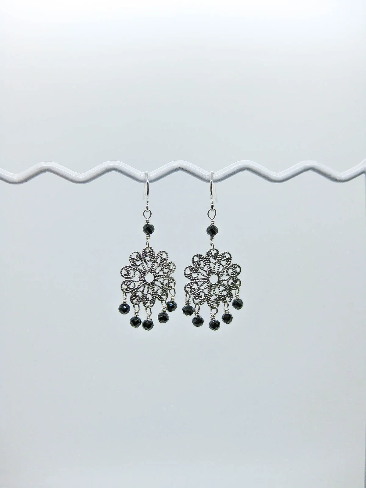 Willow: Black Spinel Earrings - e536