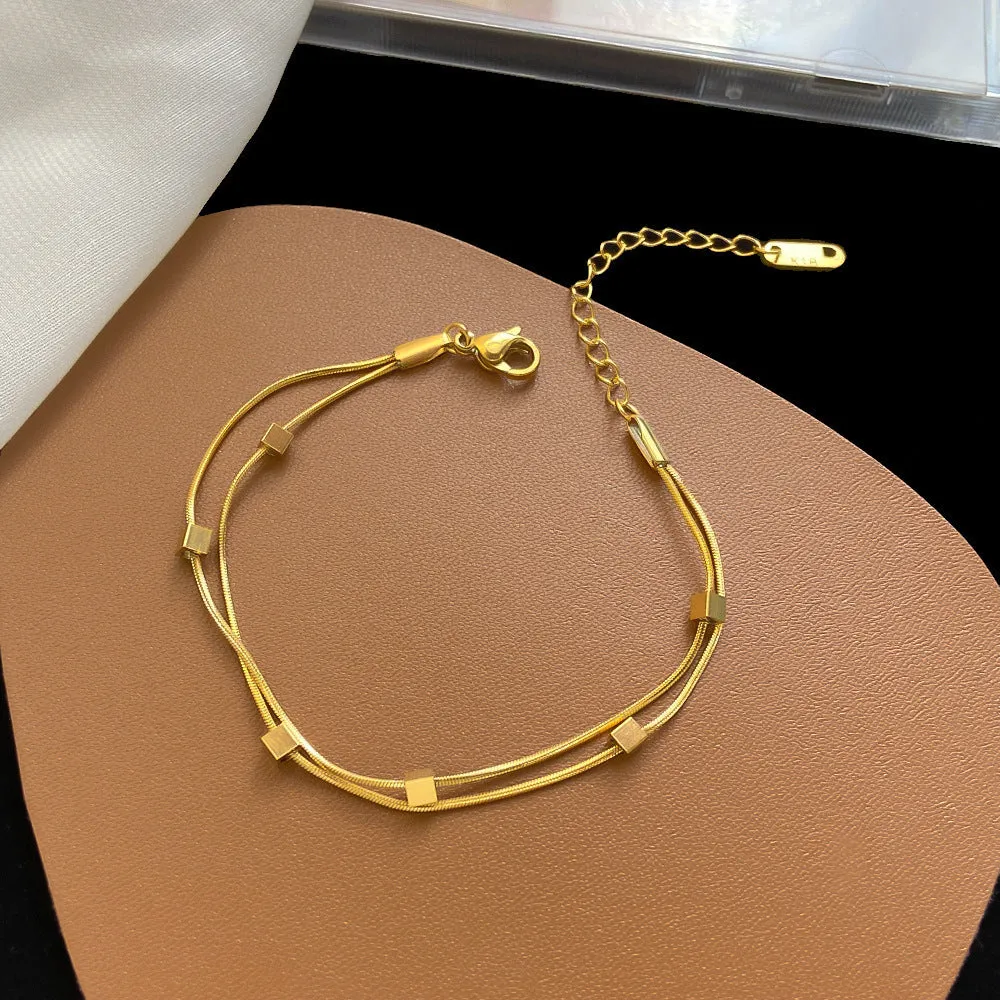 Women Dainty Gold Layered Bracelets