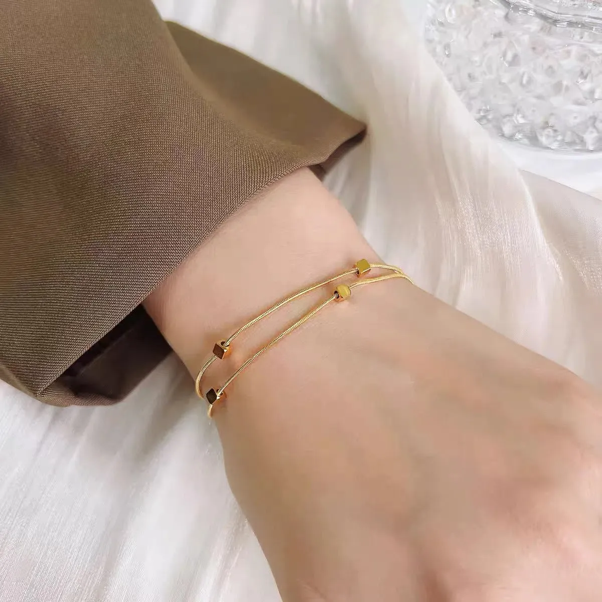 Women Dainty Gold Layered Bracelets