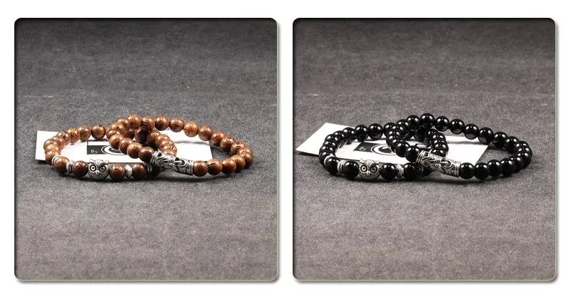 Wooden Bead Raw Energy Crystal Bracelet