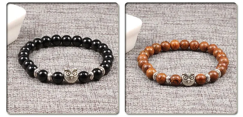 Wooden Bead Raw Energy Crystal Bracelet
