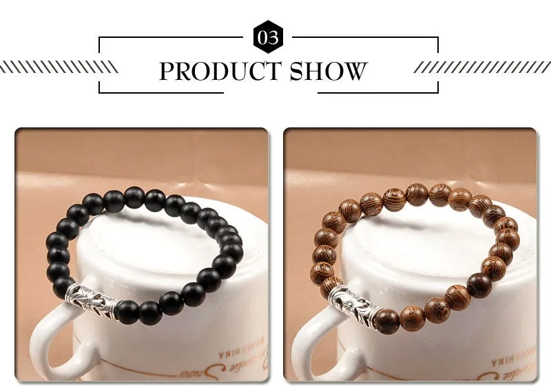 Wooden Bead Raw Energy Crystal Bracelet