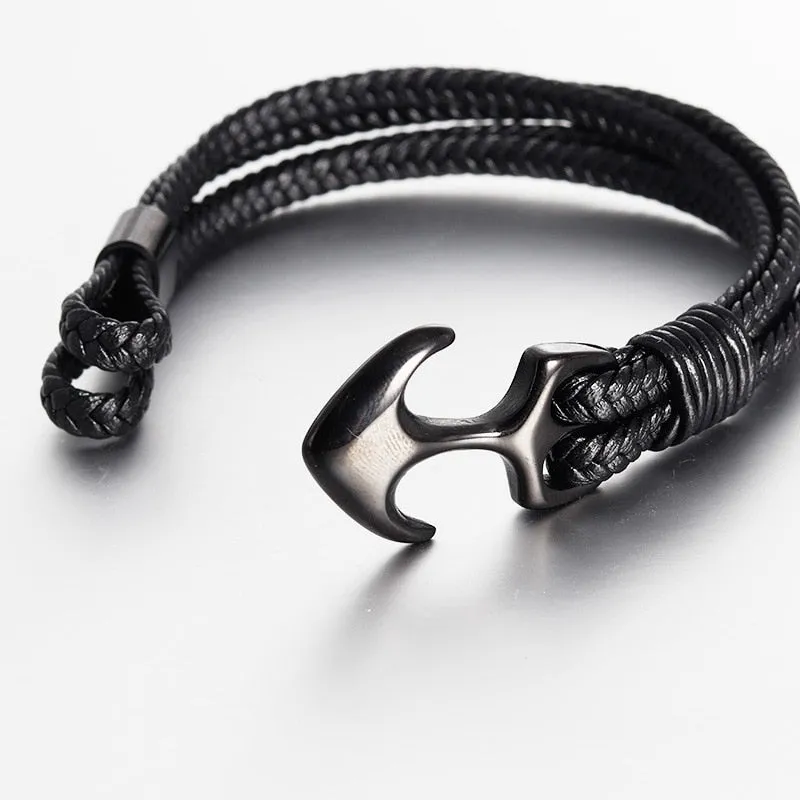 Woven Anchor Leather Bracelet Rope Bracelet