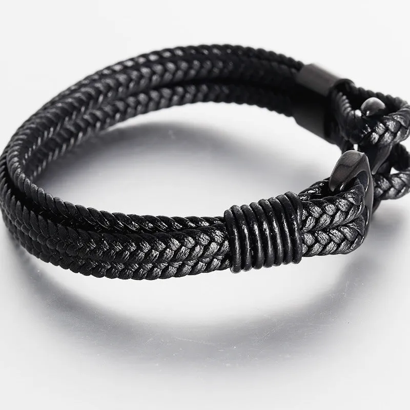 Woven Anchor Leather Bracelet Rope Bracelet