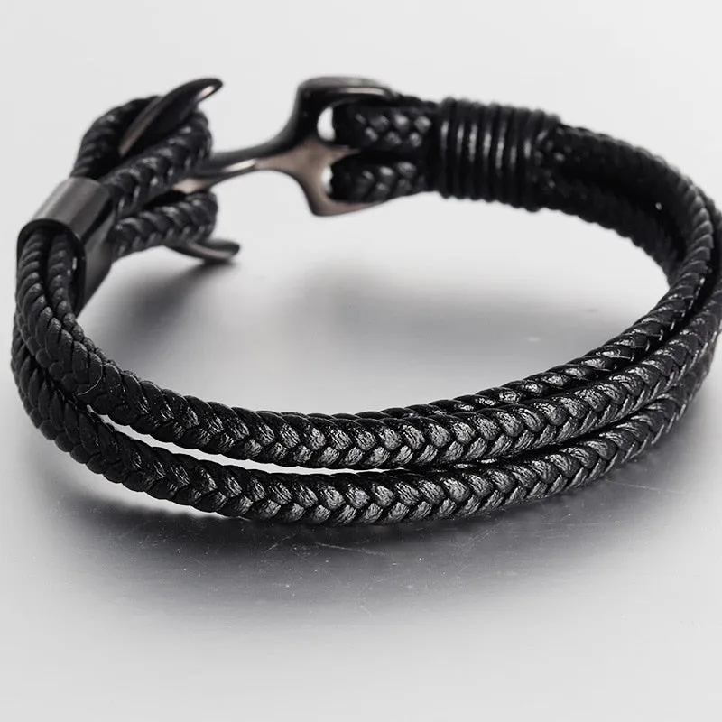 Woven Anchor Leather Bracelet Rope Bracelet