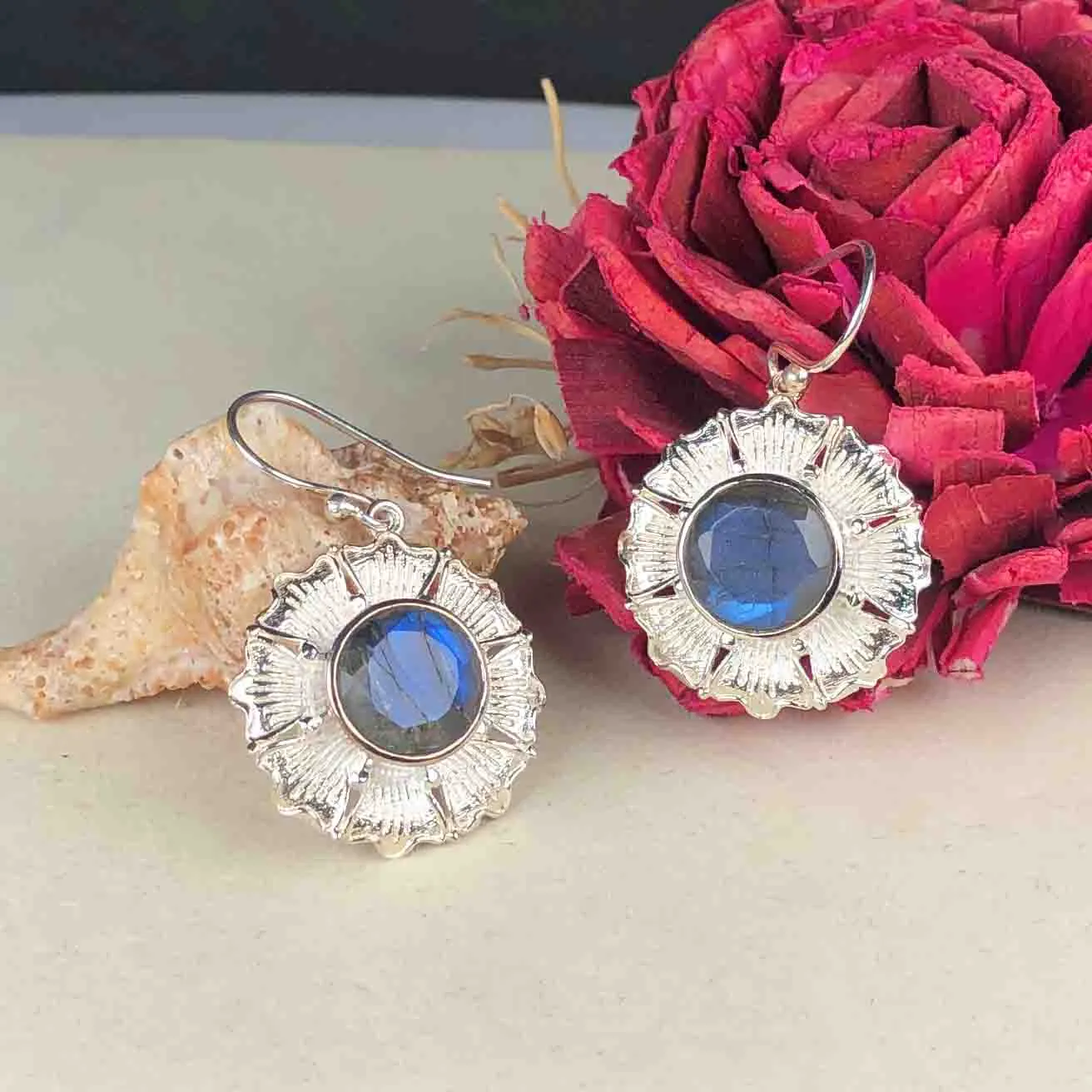 Zhupuk International Latest Design Gemstone Labradorite Earrings for Women and Girls Light Weight Dangle For Every Occasion Nickel-Free Quality ( RITI140 )