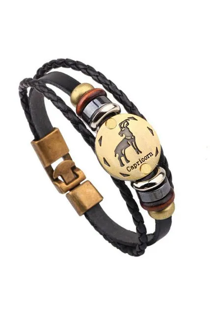 Zodiac Constellations Leather Bracelets