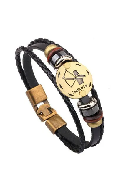 Zodiac Constellations Leather Bracelets