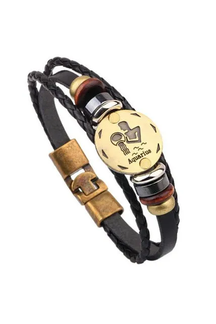 Zodiac Constellations Leather Bracelets