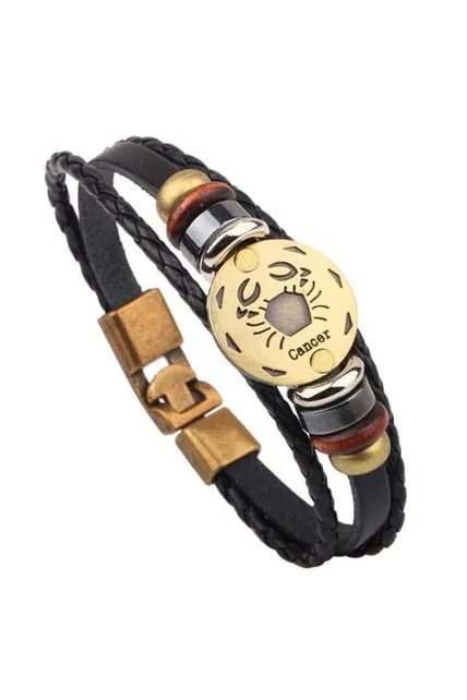 Zodiac Constellations Leather Bracelets