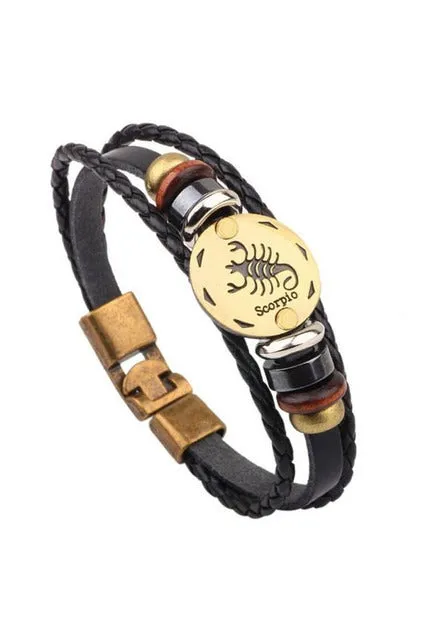 Zodiac Constellations Leather Bracelets