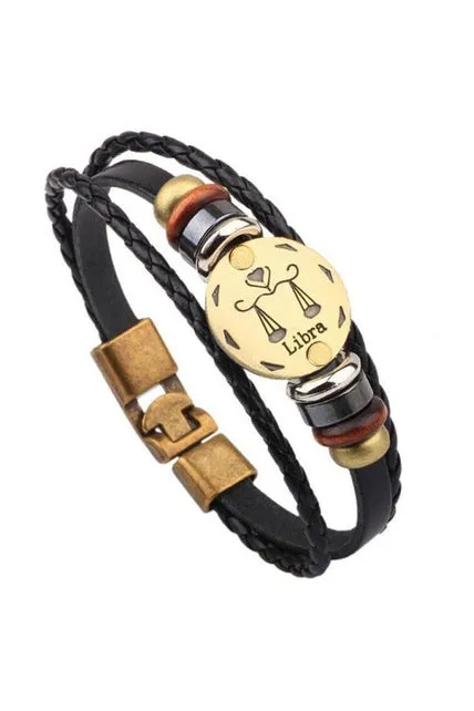 Zodiac Constellations Leather Bracelets