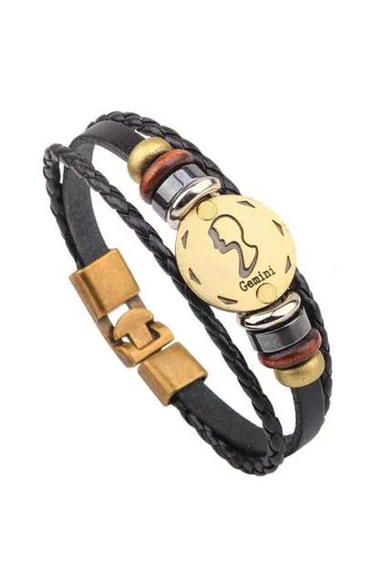 Zodiac Constellations Leather Bracelets