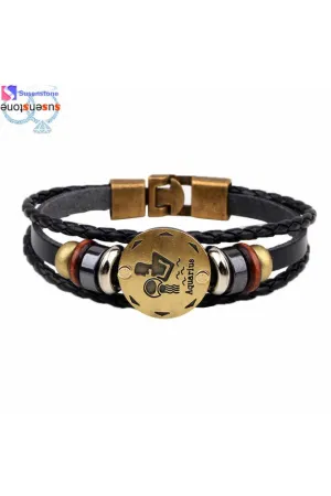 Zodiac Constellations Leather Bracelets