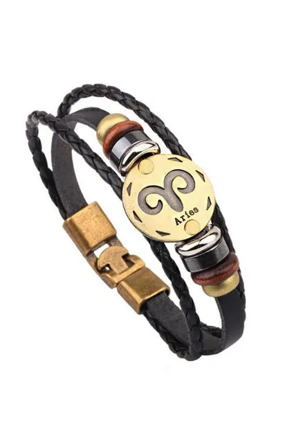 Zodiac Constellations Leather Bracelets