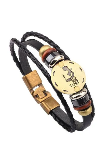Zodiac Constellations Leather Bracelets