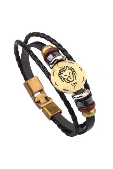 Zodiac Constellations Leather Bracelets