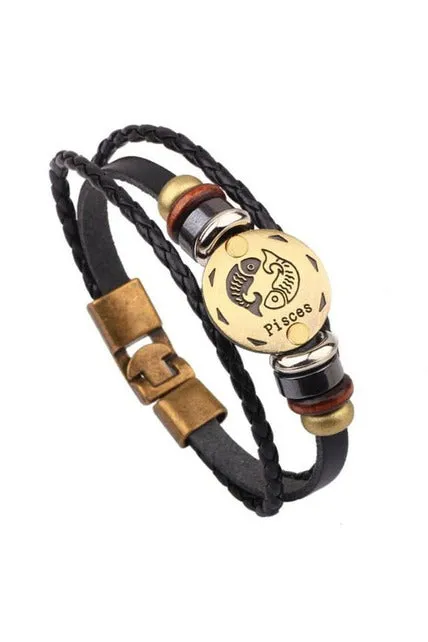 Zodiac Constellations Leather Bracelets